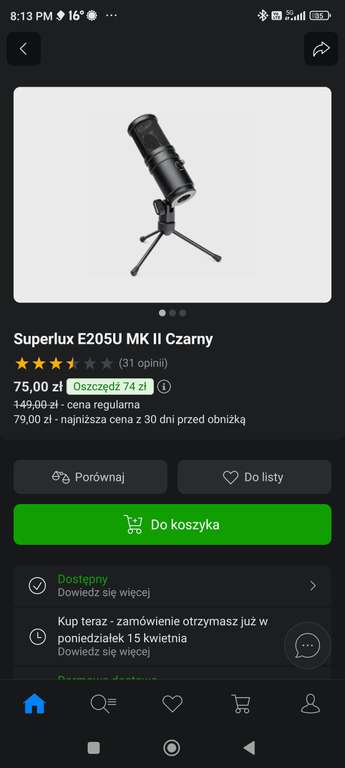Mikrofon Superlux e205u MK II Czarny.