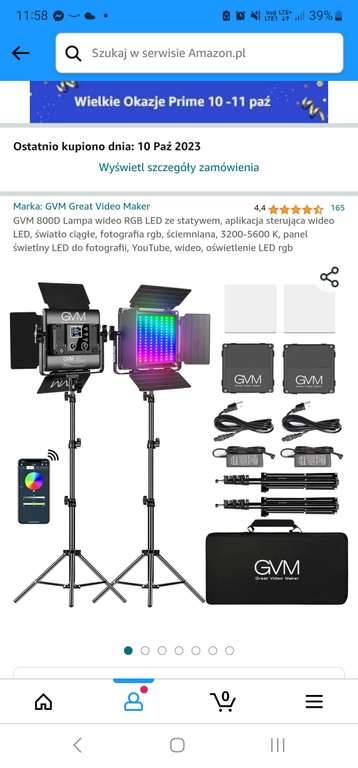 GVM 800D Lampa wideo RGB LED ze statywem, aplikacja sterująca wideo LED