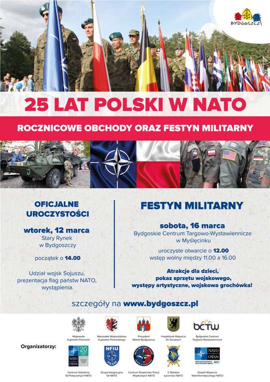 25 lat od przyjęcia Polski do NATO i 20 lat JFTC w Bydgoszczy >>> bezpłatny wstęp na festyn militarny: pokaz sprzętu wojskowego, grochówka