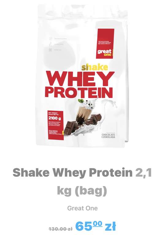 Białko WHEY od Great One 2,1 kg za 65 zł.
