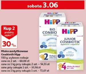 Mleko modyfikowane Hipp Bio Combiotik 30 zł za sztukę przy zakupie dwóch (sobota 03.06) @Auchan