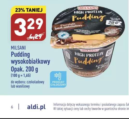 Aldi Pudding proteinowy Milsani 20g białka