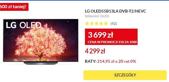 Telewizor LG OLED55B13LA DVB-T2/HEVC