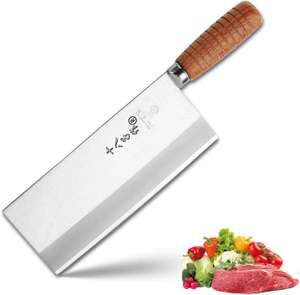 SHI BA ZI ZUO 8-calowy chiński nóż szefa kuchni, cienki lekki nóż kuchenny, ze stali nierdzewnej, F208-2