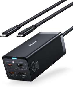 BASEUS CCGAN67-HDE | Szybka ładowarka USB-C do Steam Deck, 67 W GaN5, z 2 portami USB-C, 1 port HDMI, 1 port USB (TYLKO PRIME)