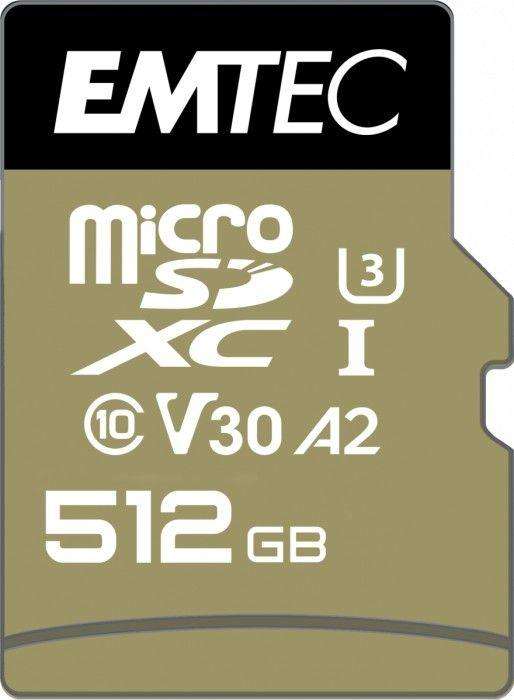 Karta pamieci Emtec Speedin Pro MicroSDXC 512 GB Class 10 UHS-I/U3 A2 V30 (ECMSDM512GXC10SP)