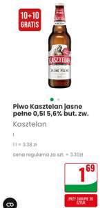 Piwo Kasztelan jasne pełne but.zw. 0,5L 10+10 gratis @Dino