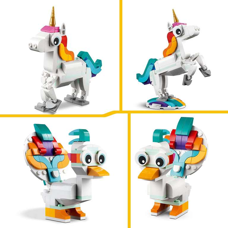 LEGO Creator 3 w 1 Magiczny jednorożec, Figurka Konika Morskiego i Pawia