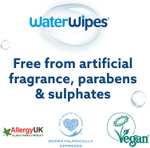 WaterWipes Original ,pozbawione plastiku chusteczki dla niemowląt, 540 sztuk 9 opakowań, nawilżane w 99,9% wodą,