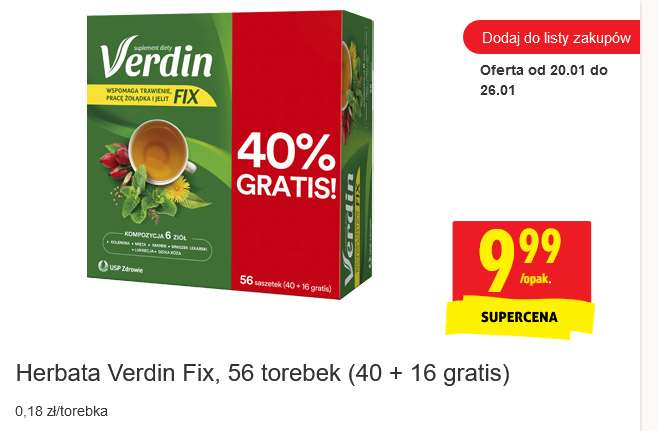 Herbata Verdin Fix 56(!) torebek - Biedronka (proszę czytać opis)