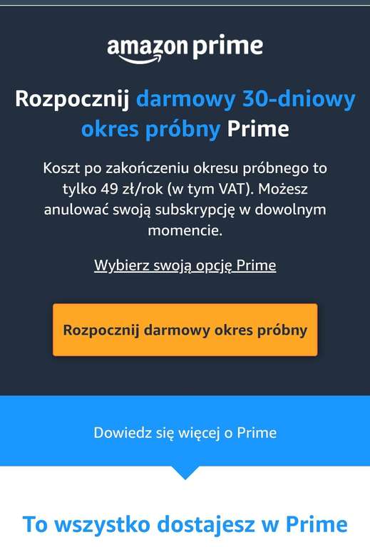 Darmowy amazon prime przez 30 dni na amazon.pl