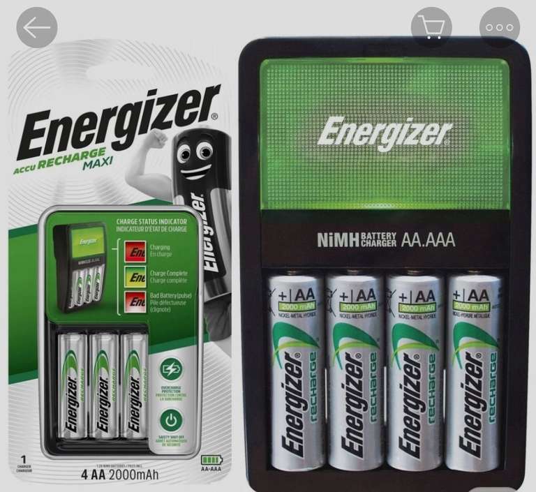 ŁADOWARKA Energizer Maxi ładowarka do AA, AAA + 4x AKUMULATORKI AA 2000mAh (możliwe 35zł)