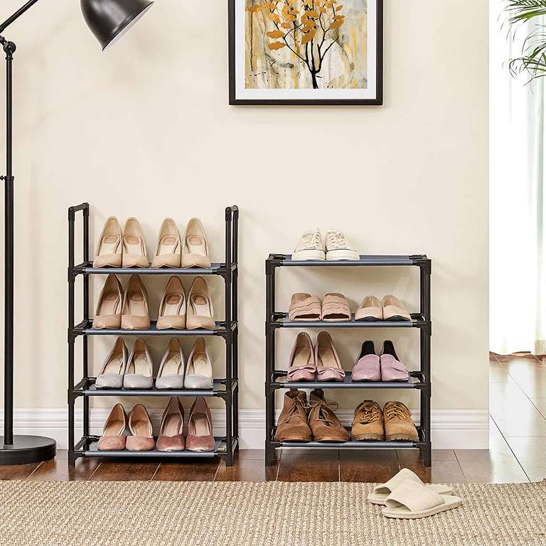 Regał na buty SONGMICS z 8 półkami (rama metalowa) włóknina, na 16–20 par butów, 46 x 28 x 145 cm, szary @ Amazon