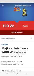 Myjka ciśnieniowa Parkside 2400w w aplikacji Lidl