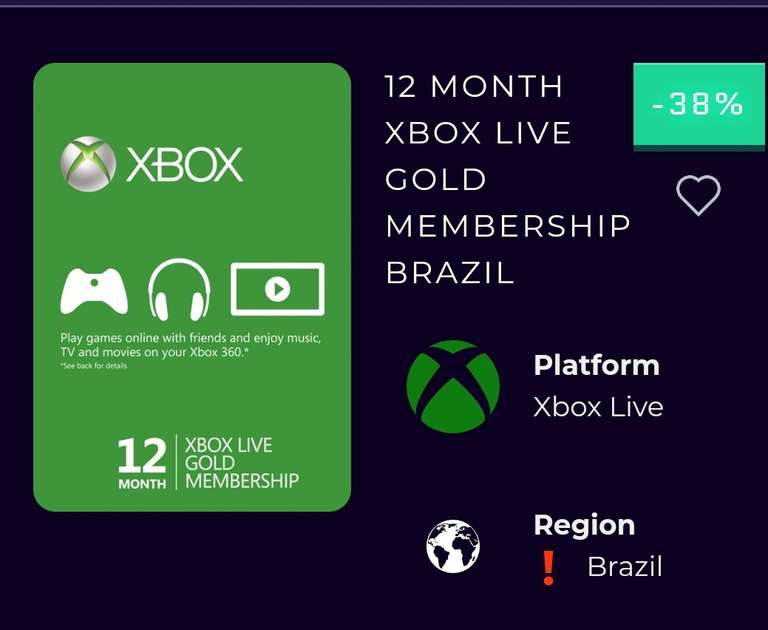 12 MONTH XBOX LIVE GOLD MEMBERSHIP BRAZIL 136zl możliwość konwersji na Xbox Game Pass Ultimate