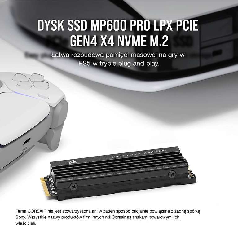 Dysk SSD Corsair mp600 pro 1tb pod PlayStation 5
