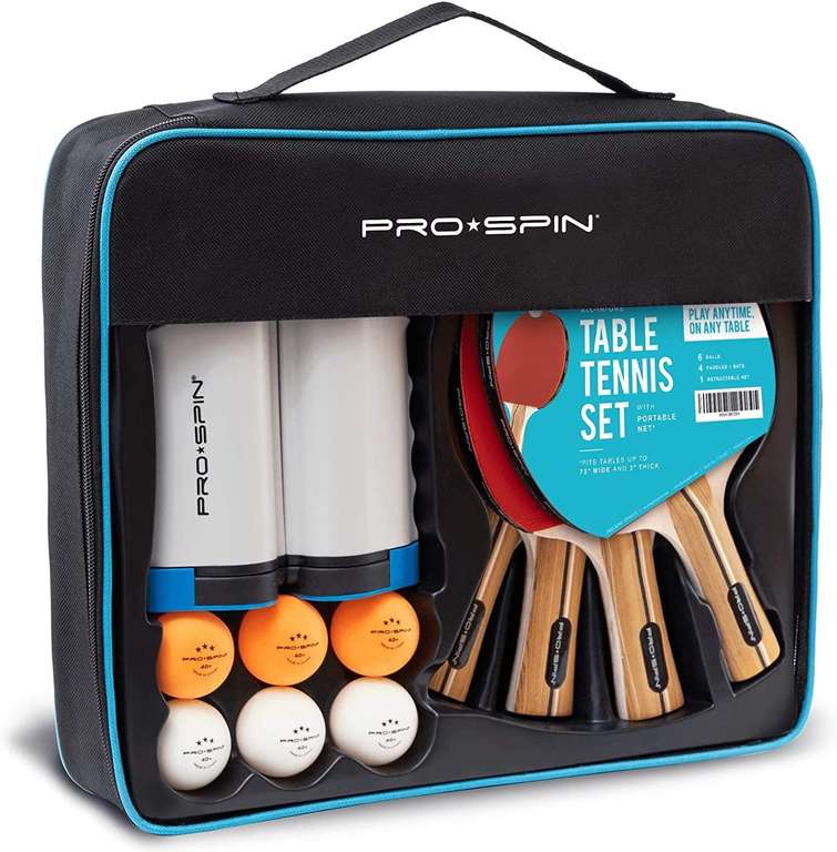 PRO-SPIN Przenośny zestaw do tenisa stołowego dla 4 osób, Premium All-in-One i inne propozycje do ping-ponga