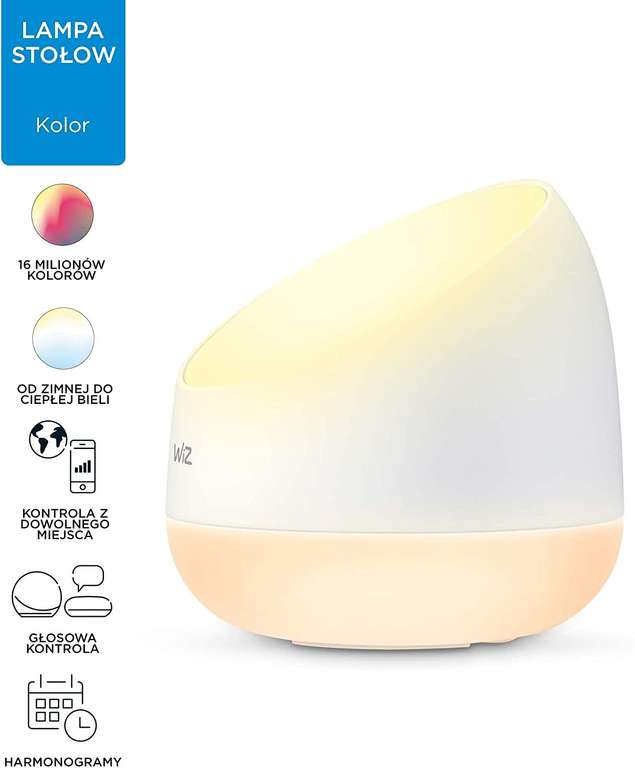 WiZ Inteligentna lampa stołowa Squire, 9W, Wi-Fi, Bluetooth, wiele odcieni bieli, szeroka paleta kolorów, sterowanie aplikacją