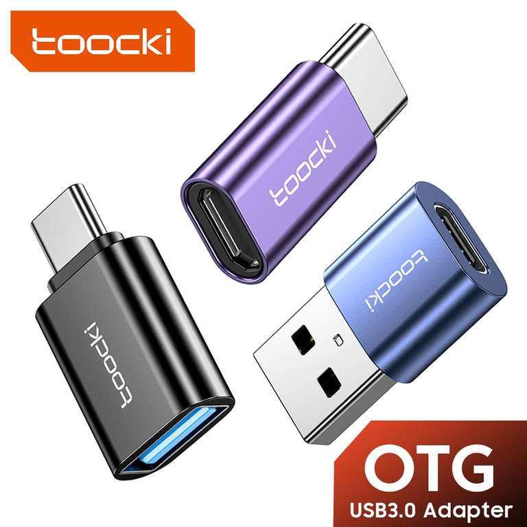 Przejściówka Toocki Micro USB- USB C kolor fioletowy