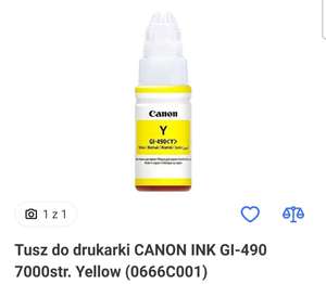 Tusz do drukarki CANON INK GI-490 (kolor żółty, niebieski, purpurowy) około 7000str.