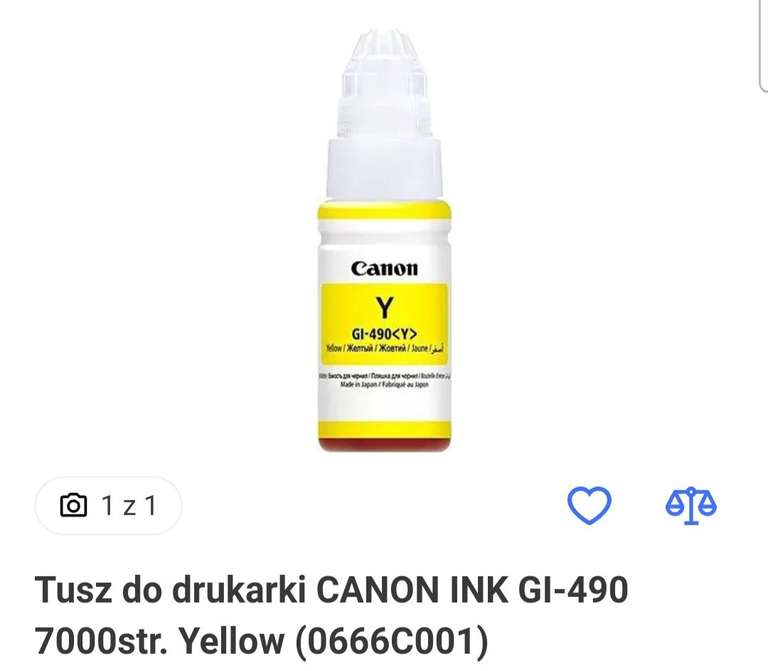 Tusz do drukarki CANON INK GI-490 (kolor żółty, niebieski, purpurowy) około 7000str.
