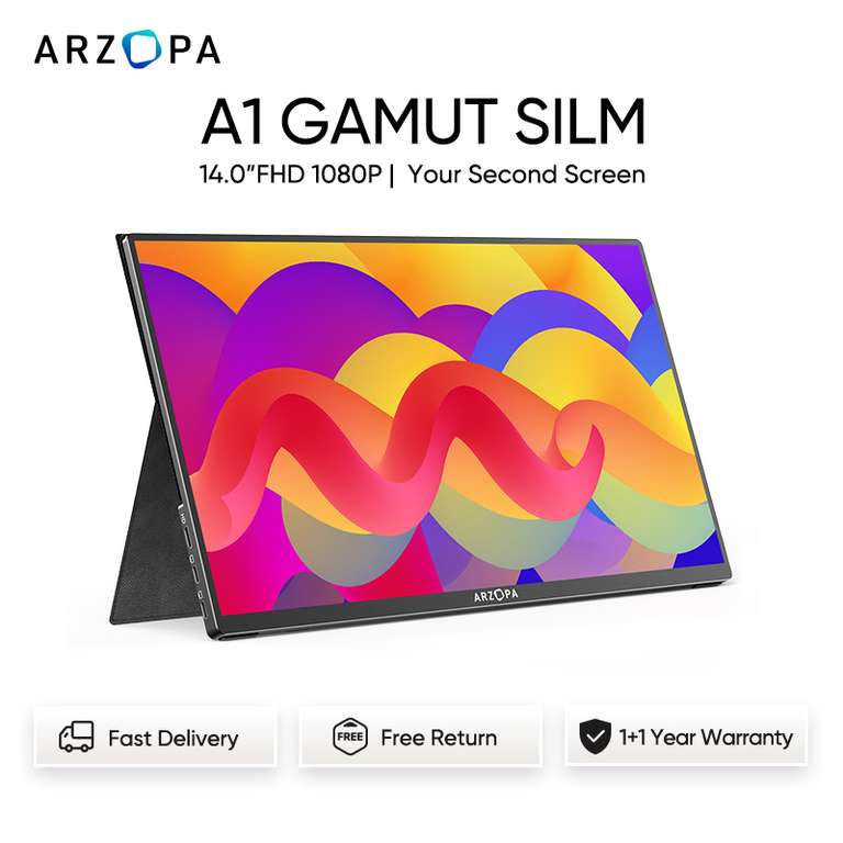 Monitor ARZOPA A1 GAMUT SLIM 14" FHD 1080p $86.79