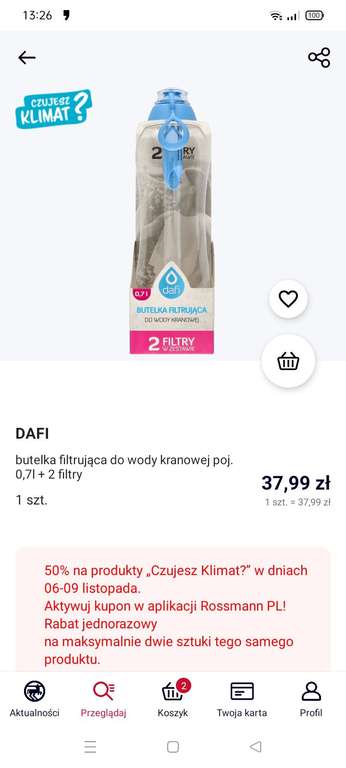 Butelka Dafi 0.7 +2 filtry
