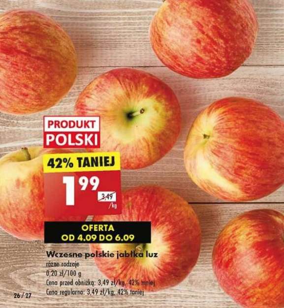 Jabłka polskie wczesne \różne rodzaje\ 1 kg @Biedronka