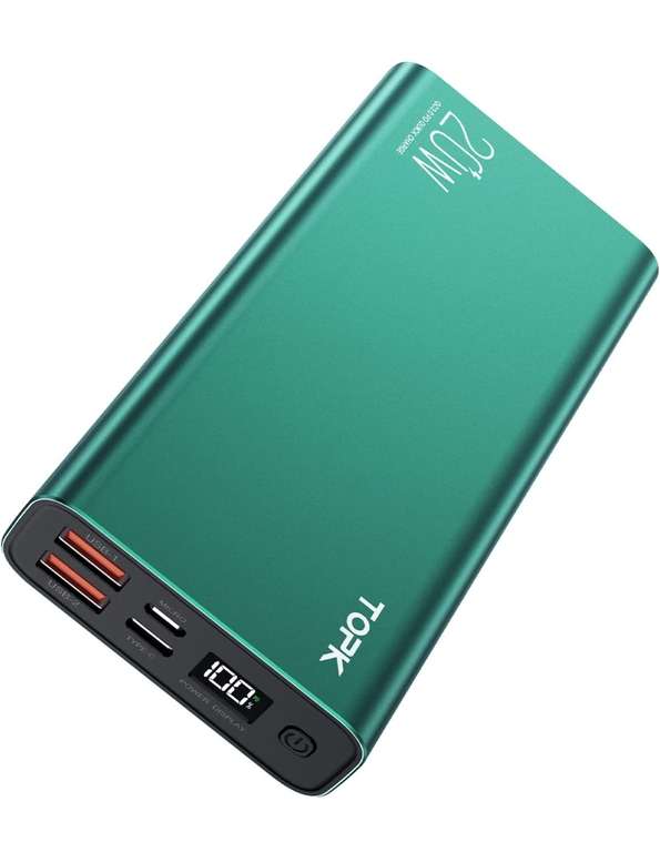TOPK Power Bank, 20 W PD QC3.0 szybkie ładowanie USB C 20000 mAh, wyświetlacz LED..