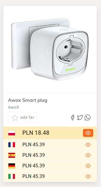 Smart gniazdko AwoX SmartPLUG Bluetooth