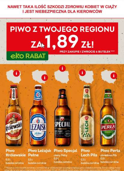Piwa z twojego regionu (m.in Okocim, Piast, Perła) Żabka - cena przy zakupie 6szt.