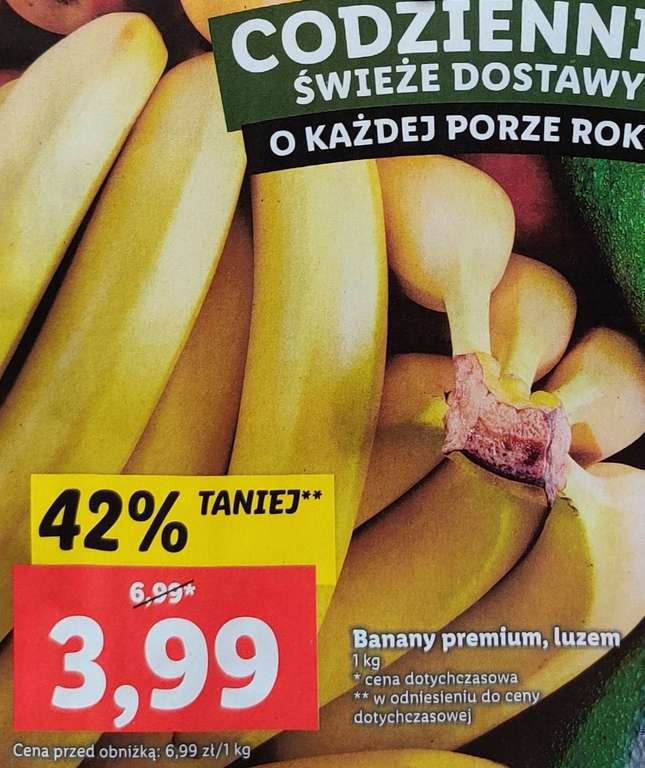 Banany premium 3,99zł/kg. LIDL