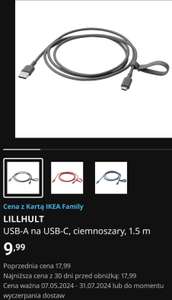 LILLHULT kabel USB-A na USB-C, 1,5m Cena dla Klubowiczów IKEA Family