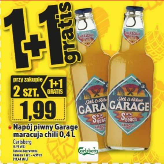 Napój piwny Garage maracuja chili butelka 0,4L (1+1 gratis) @Topaz