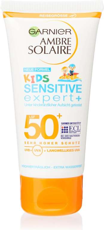 SPF 50+ Garnier Ambre Solaire Kids Sensitive Expert Krem Przeciwsłoneczny 50 ml