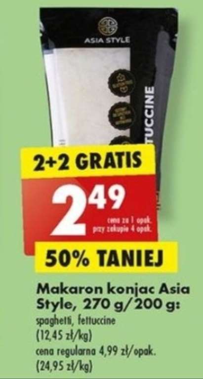 Makaron Konjac Asia Style (przy zakupie 2 opakowań + 2 gratis). BIEDRONKA