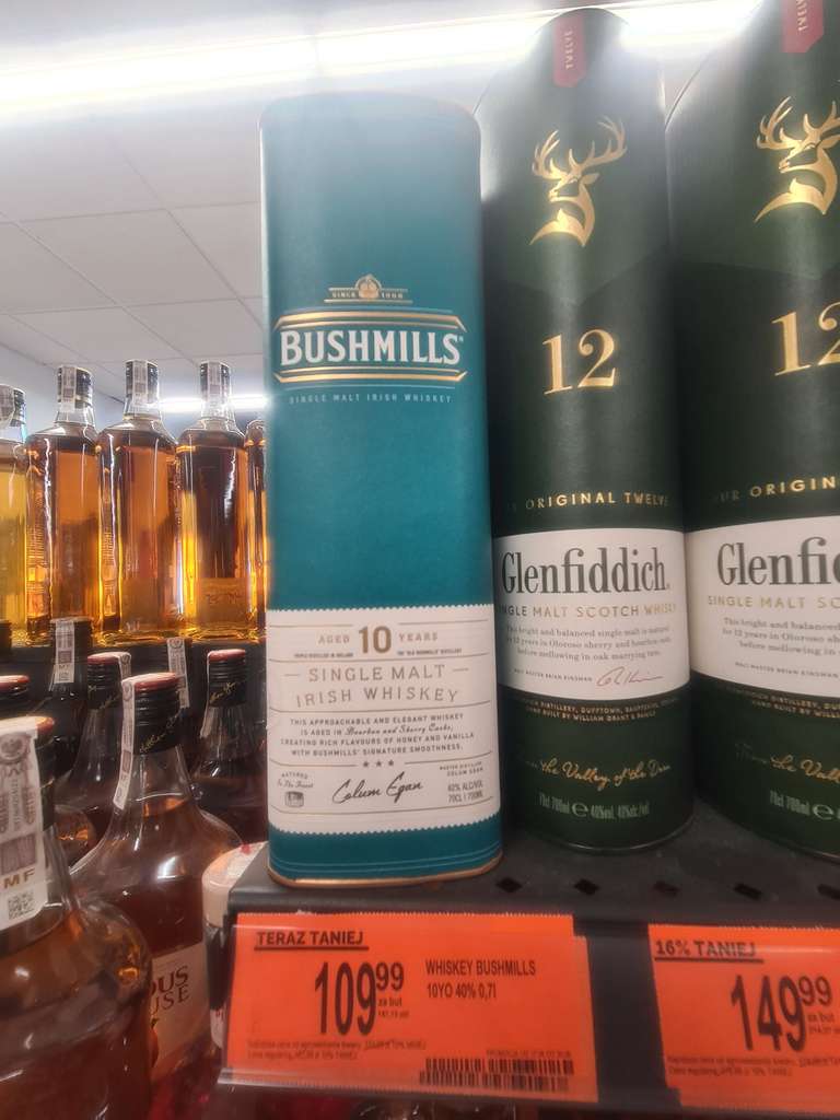 Whisky, whiskey Bushmills Single Malt 10YO w tubie 0,7 l butelka, 40% w Biedronce