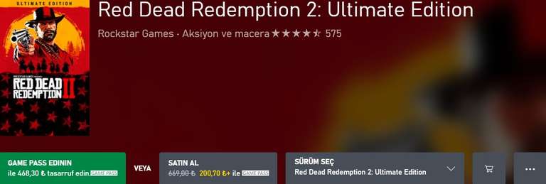 Red Dead Redemption 2: Ultimate Edition za 25 zł dla Xbox Game Pass z Tureckiego Store @ Xbox One / Xbox Series