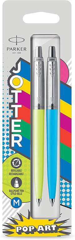 Parker Jotter Originals 2141357 Zestaw Długopisów, Błękitny/Zielony, Niebieski Atrament, 2 Sztuki