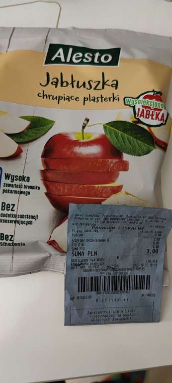 Lidl - Alesto - Jabłuszka chrupiące plasterki 50g (suszone jabłka)