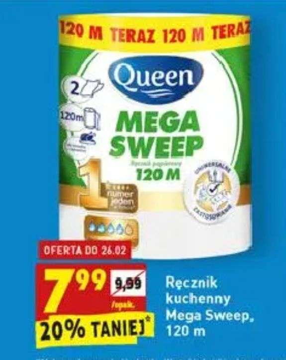 Ręcznik kuchenny papierowy Queen Mega Sweep 120m @Biedronka