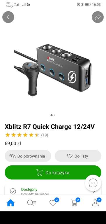 Xblitz R7 Quick Charge 12/24V Rozdzielacz samochodowy