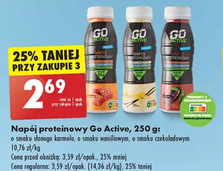 Napój proteinowy Go Active, 250 g - Biedronka - 25% taniej przy zakupie 3