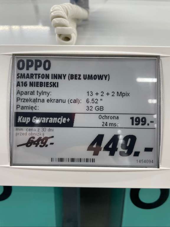 Smartfon OPPO a16 3/32 Media Markt Rzeszów