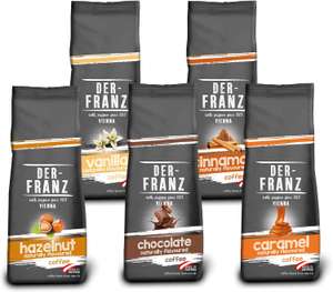 Der-Franz kawa Pack mielona, aromatyzowana, 5 x 500 g (1 x Laskowy, 1 x Waniliowym, 1 x Czekoladowym, 1 x Cynamonowym, 1 x Karmelowym)