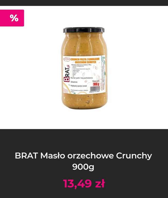 BRAT Masło orzechowe Crunchy 900 g