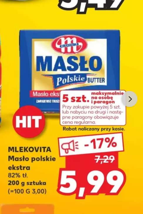 MLEKOVITA Masło polskie ekstra za 5,99 zł w sklepie KAUFLAND