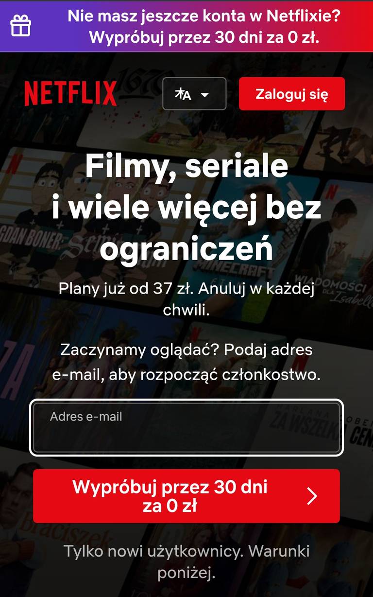Netflix przywraca okres próbny: 7 / 14 / 30 dni za 0zł