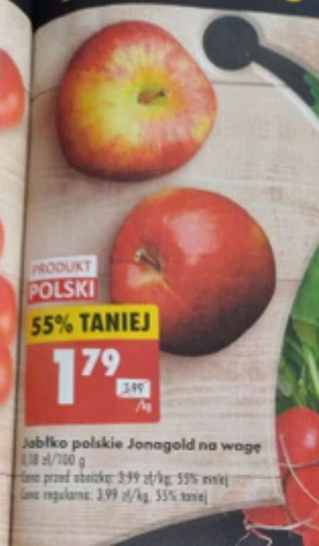Jablka polskie jonagold - 1,79 zl /kg - Biedronka