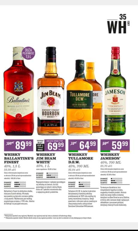 Promocje na różne alkohole ( Whisky JAMESON 0,7L - 59,99zł, likier SHERIDAN'S 0,5L - 44,99zł, itd. ) - oferta zbiorcza.
